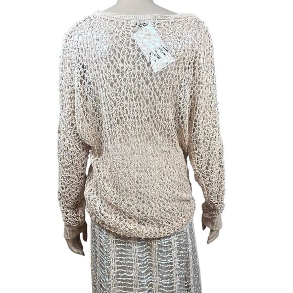 NWT Zara Open Knit Metallic Pompom Sweater Beige Gold Size - Picture 15 of 15